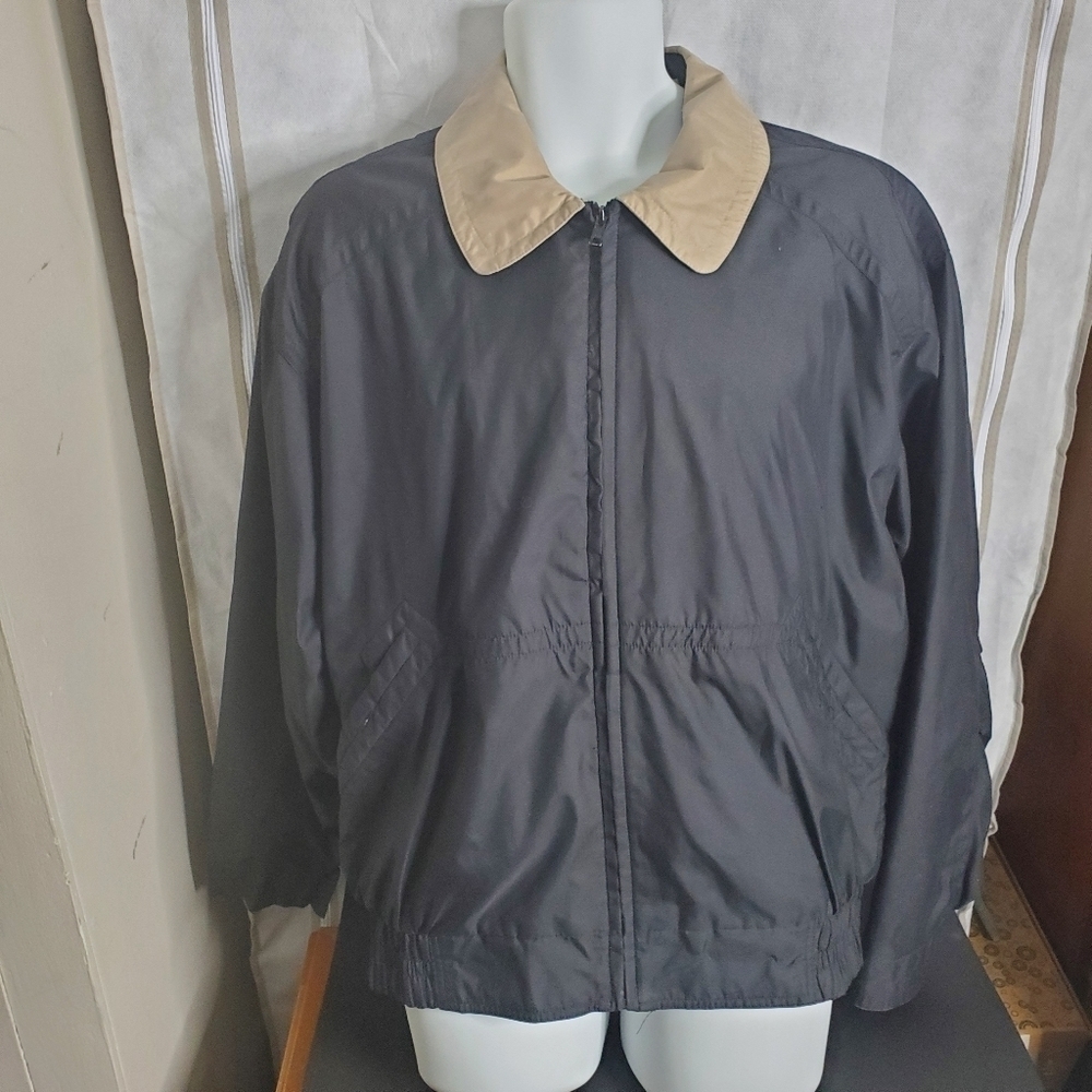 Aberdeen Collection Mens Size XL Blouson Jacket Black Coat Beige Collar …